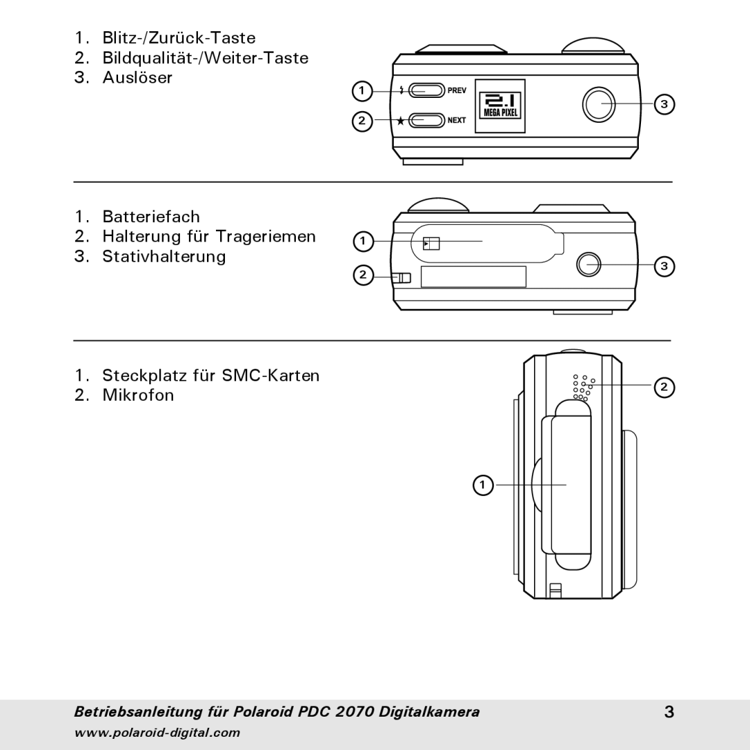 Polaroid manual Betriebsanleitung für Polaroid PDC 2070 Digitalkamera 