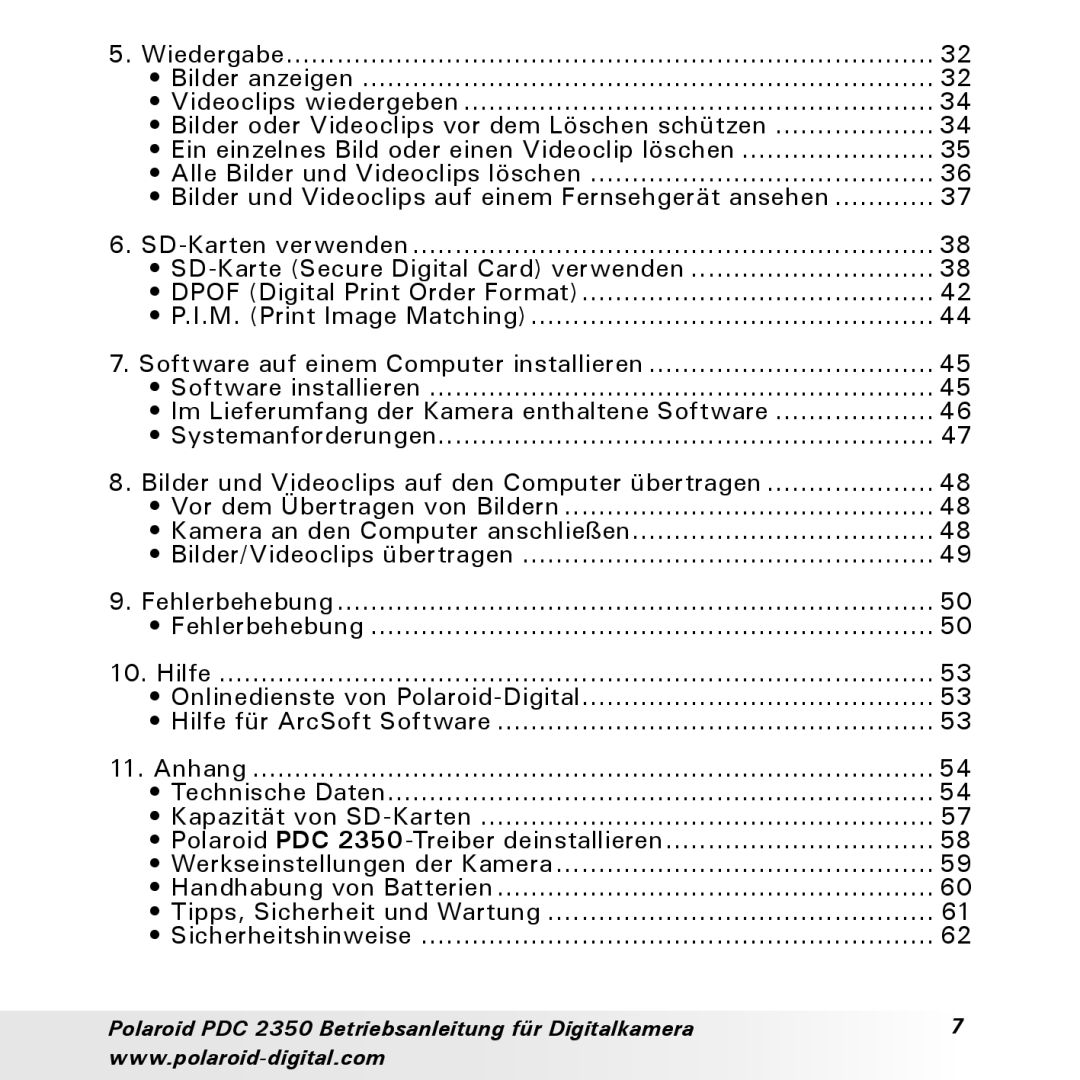 Polaroid manual Polaroid PDC 2350 Betriebsanleitung für Digitalkamera 