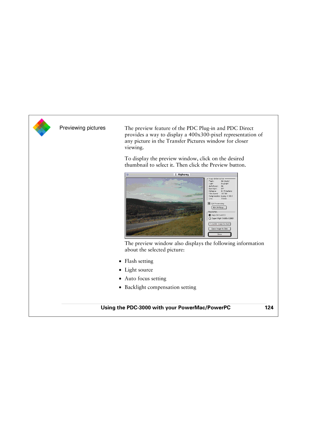 Polaroid PDC 3000 manual Using the PDC-3000 with your PowerMac/PowerPC 124 