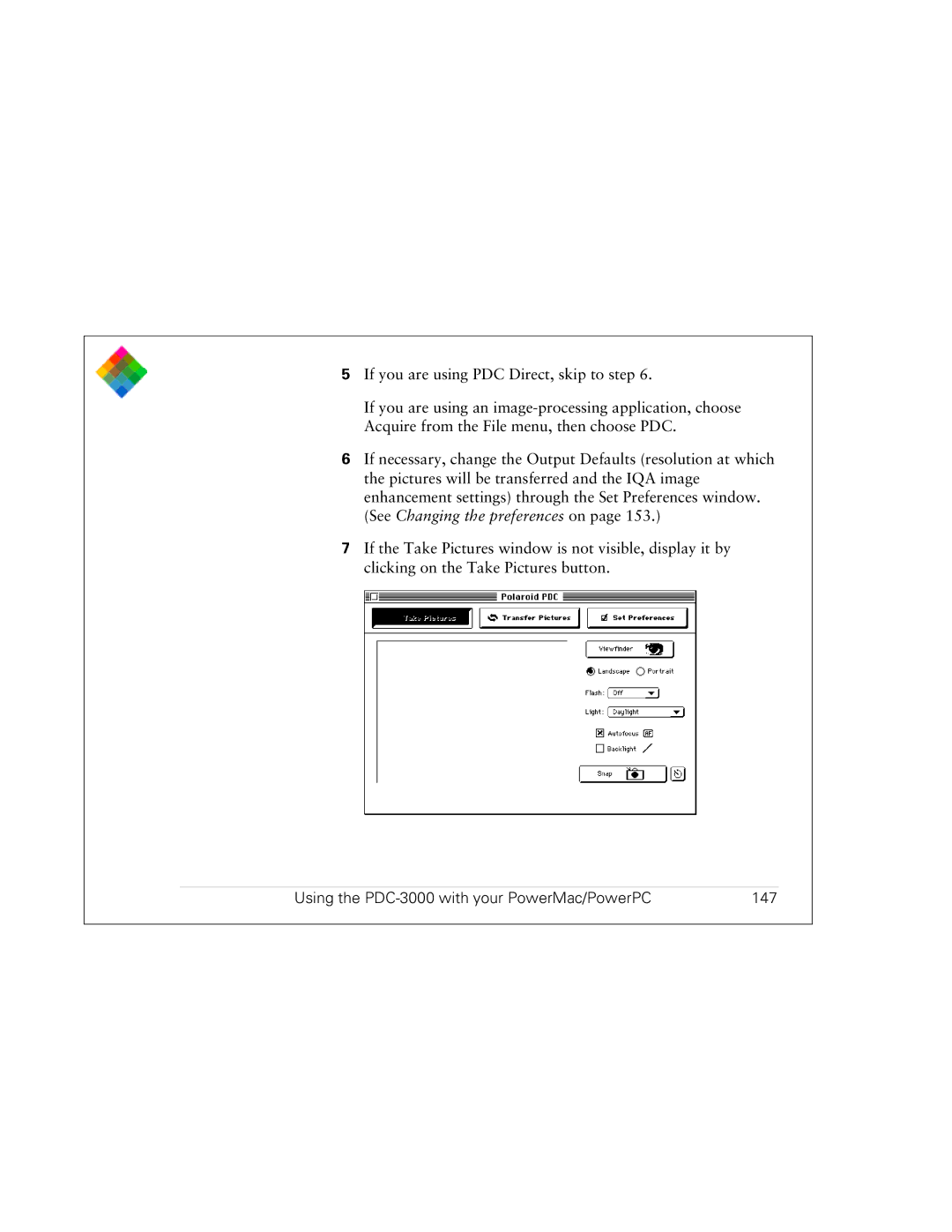 Polaroid PDC 3000 manual Using the PDC-3000 with your PowerMac/PowerPC 147 