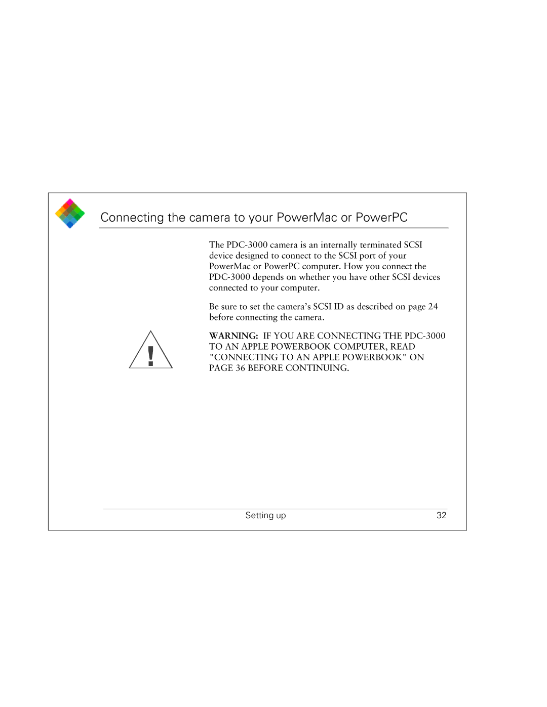 Polaroid PDC 3000 manual Connecting the camera to your PowerMac or PowerPC 