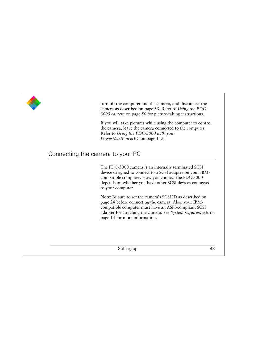 Polaroid PDC 3000 manual Connecting the camera to your PC 