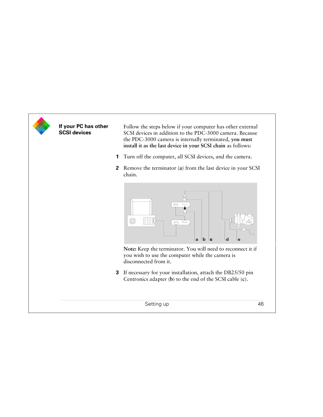 Polaroid PDC 3000 manual If your PC has other Scsi devices 