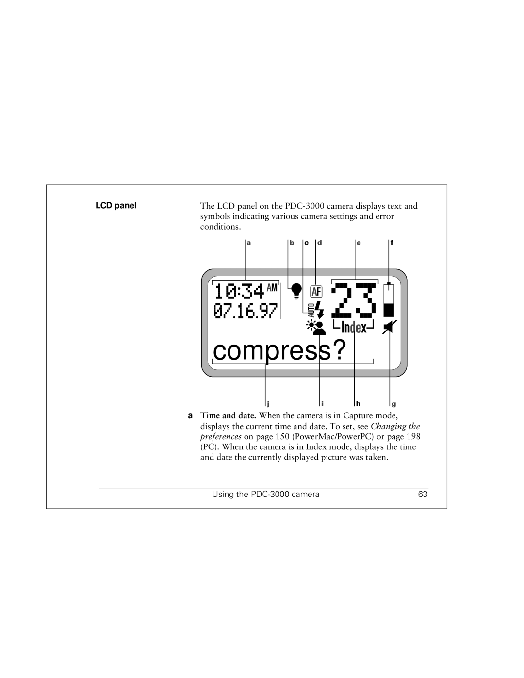 Polaroid PDC 3000 manual Compress?, LCD panel 