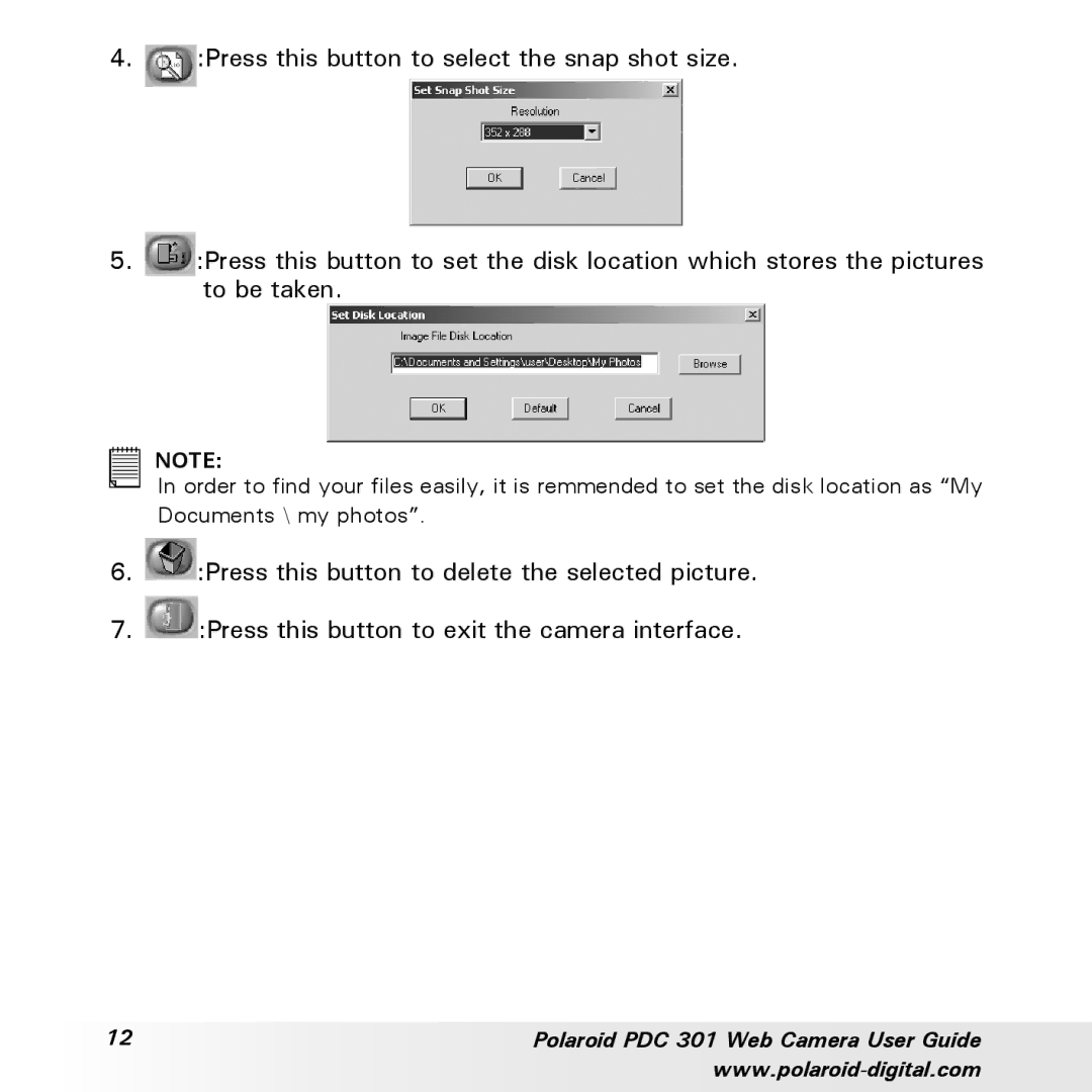 Polaroid PDC-301 manual Polaroid PDC 301 Web Camera User Guide 