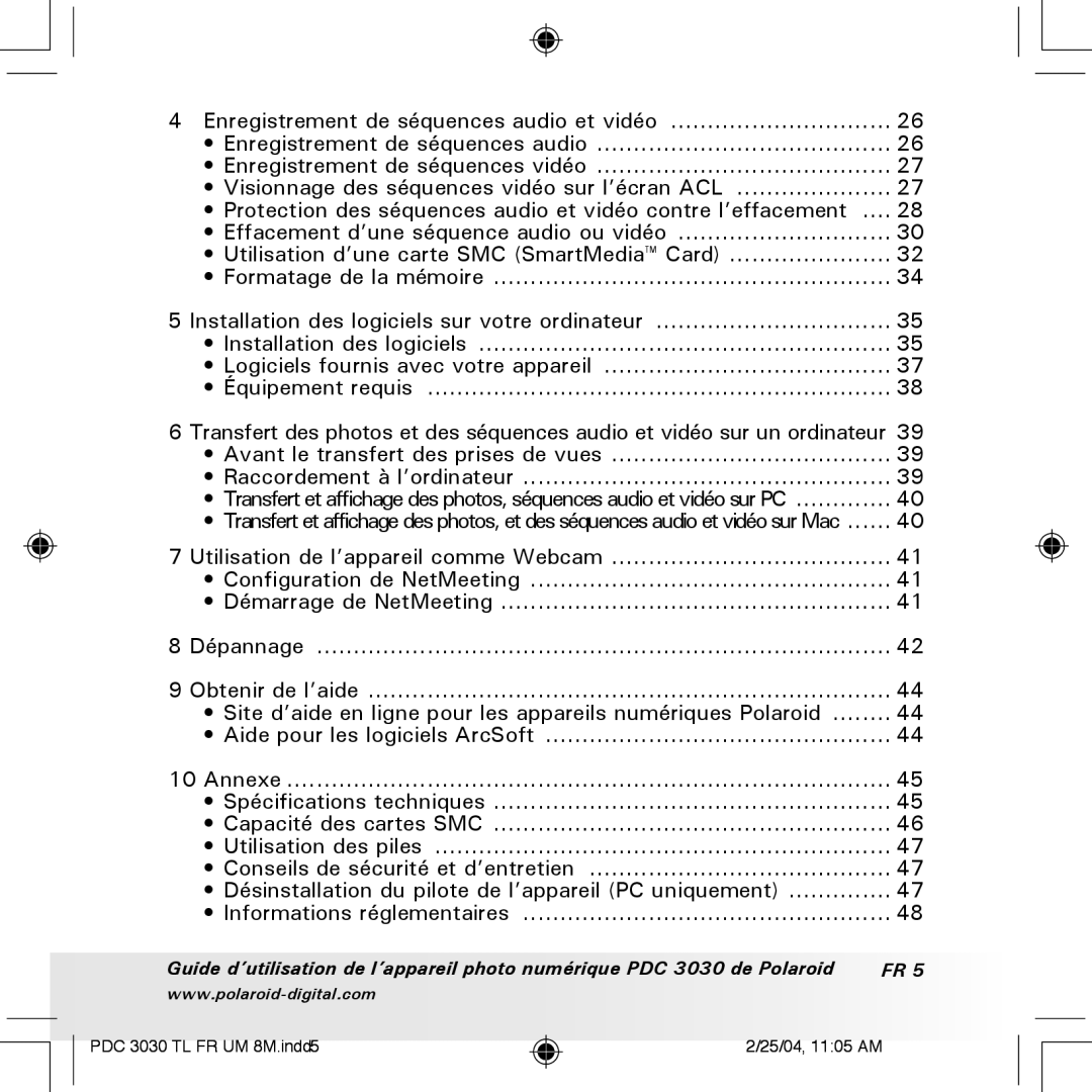 Polaroid manual PDC 3030 TL FR UM 8M.indd5 25/04, 1105 AM 