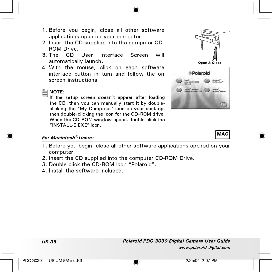 Polaroid PDC 3030 manual For Macintosh Users 