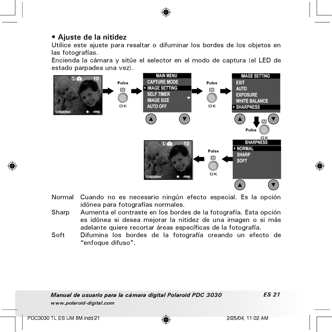 Polaroid PDC 3030 manual Ajuste de la nitidez 