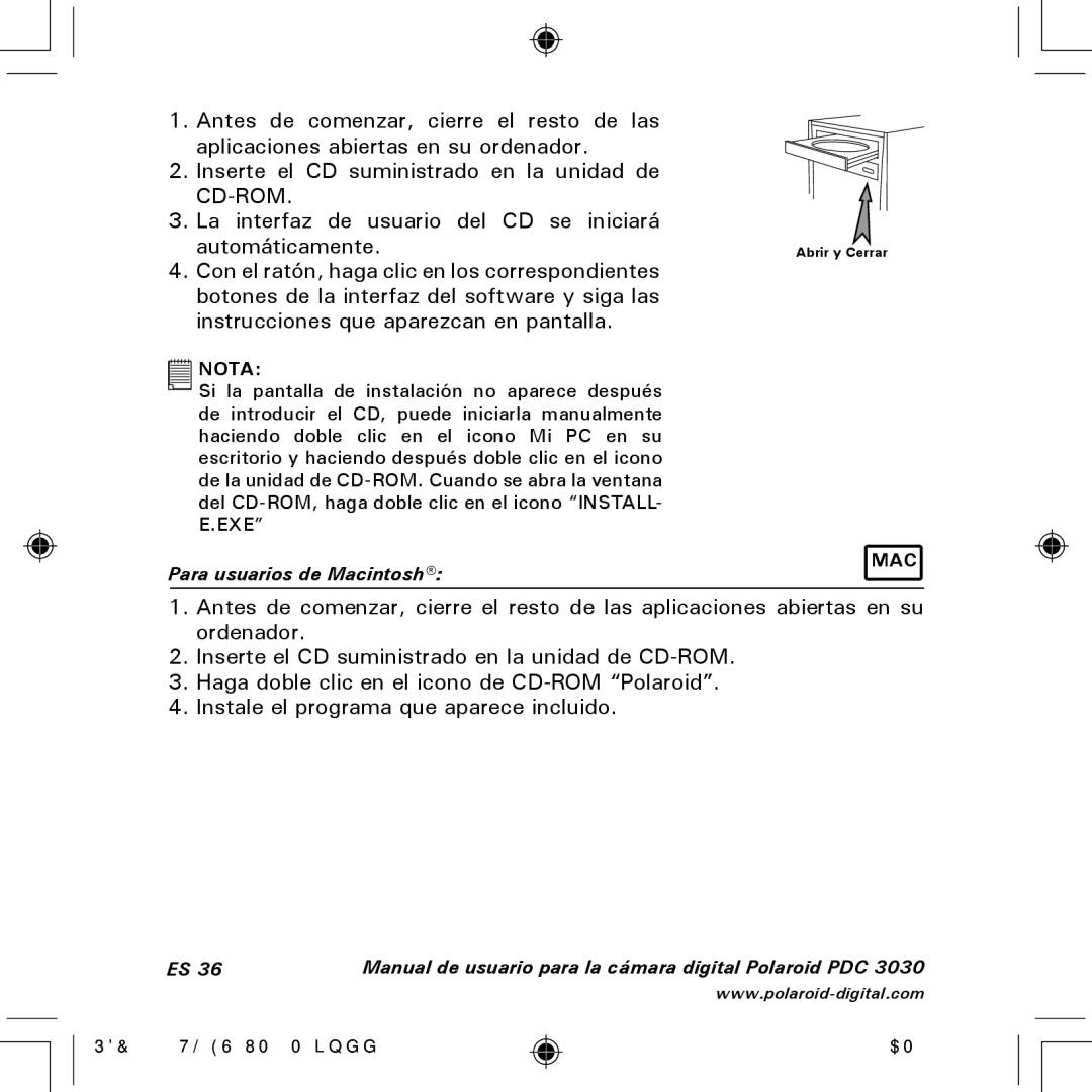 Polaroid PDC 3030 manual Para usuarios de Macintosh 