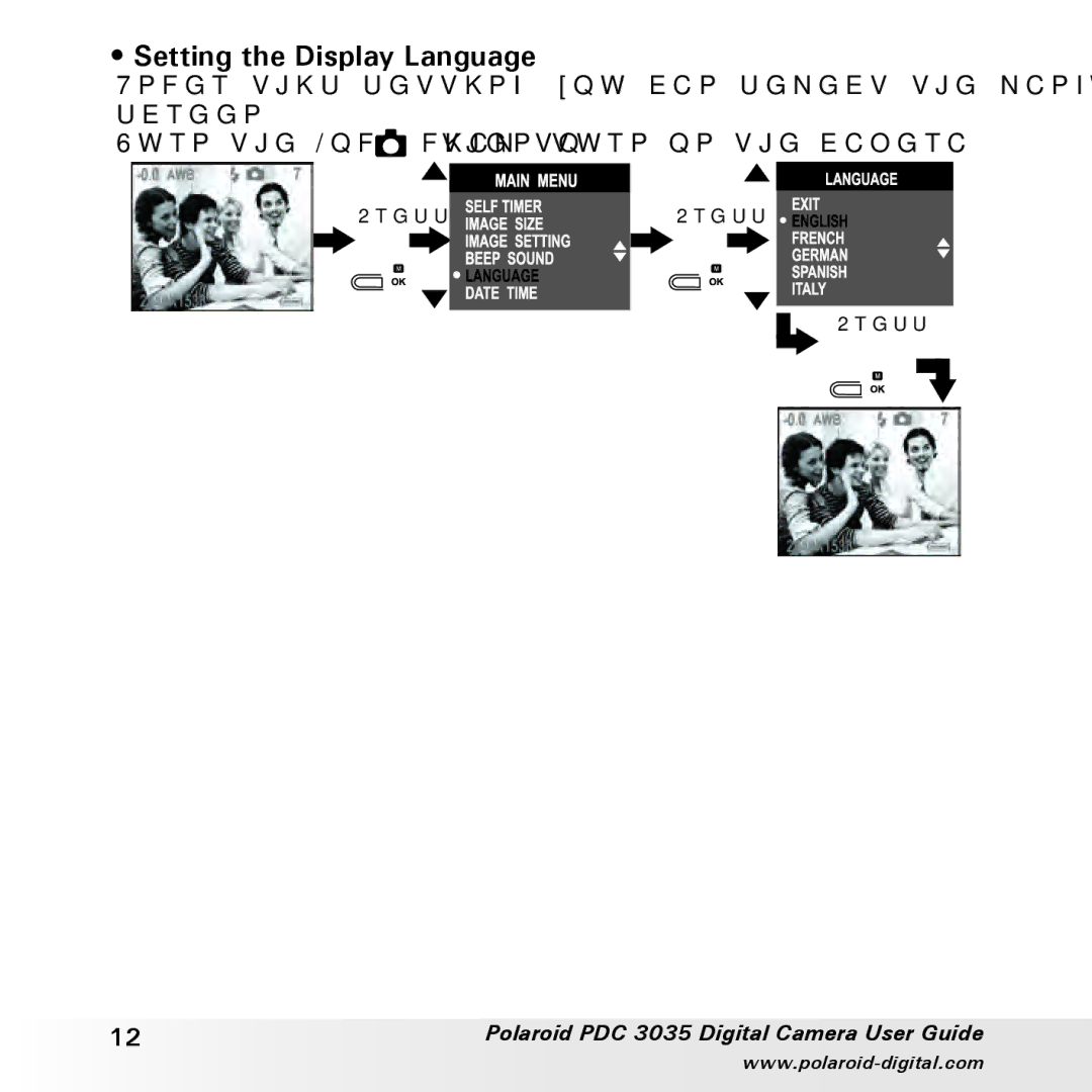 Polaroid PDC 3035 manual Setting the Display Language 