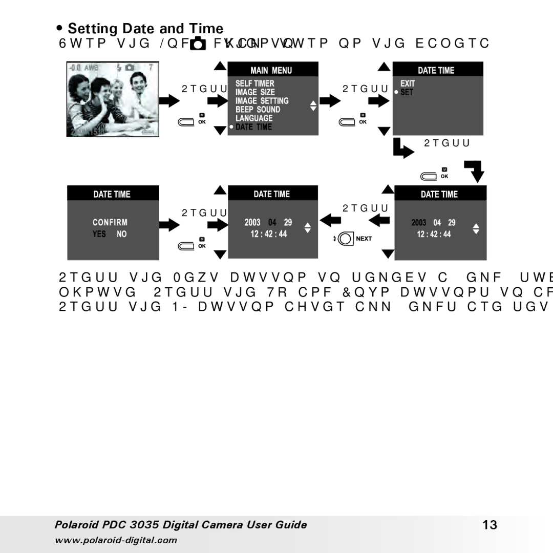 Polaroid PDC 3035 manual Setting Date and Time 