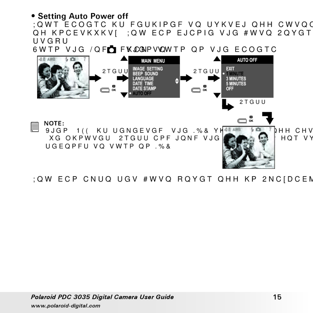 Polaroid PDC 3035 manual Setting Auto Power off 