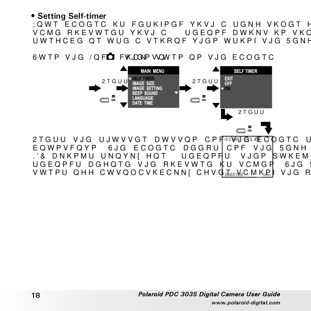 Polaroid PDC 3035 manual Setting Self-timer 