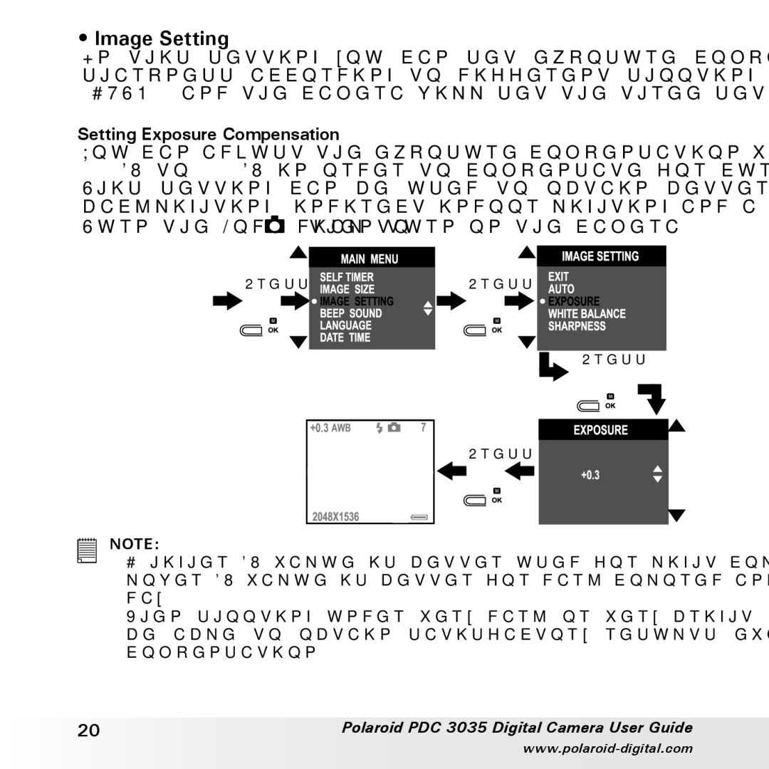 Polaroid PDC 3035 manual Image Setting, Setting Exposure Compensation 