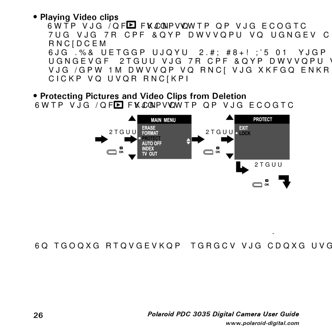 Polaroid PDC 3035 manual Playing Video clips, Protecting Pictures and Video Clips from Deletion 