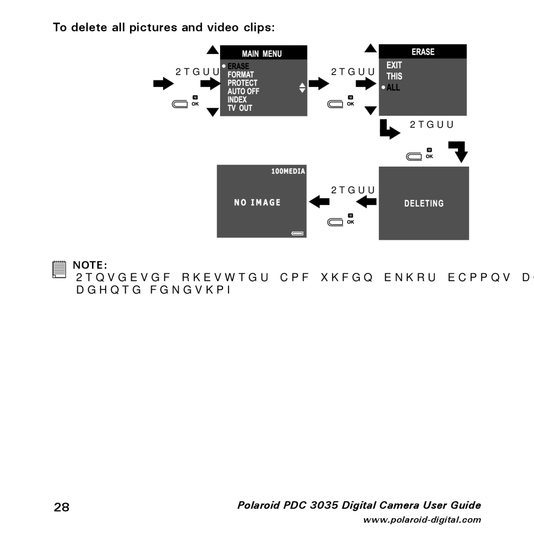 Polaroid PDC 3035 manual To delete all pictures and video clips 