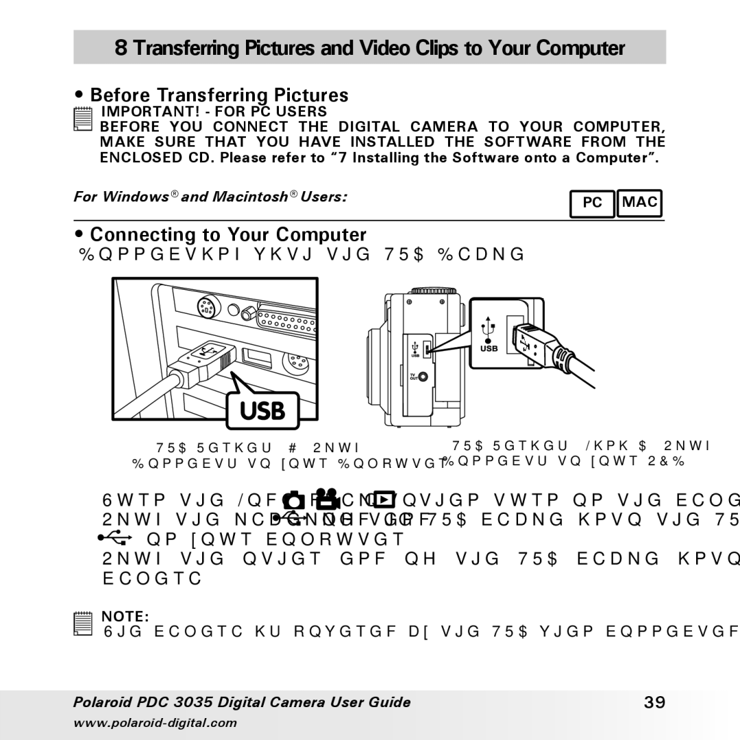 Polaroid PDC 3035 manual Transferring Pictures and Video Clips to Your Computer, Before Transferring Pictures 