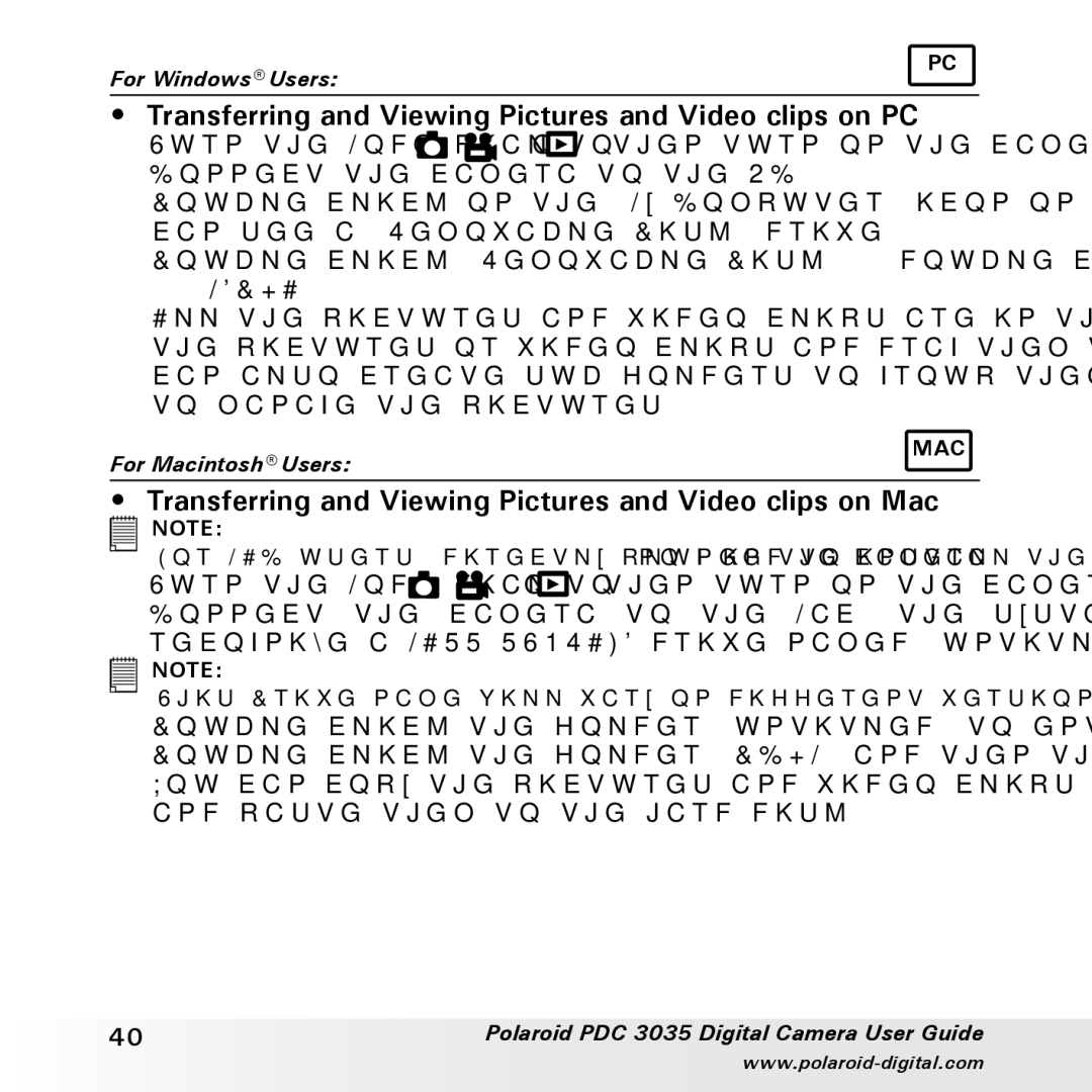 Polaroid PDC 3035 manual Transferring and Viewing Pictures and Video clips on PC 