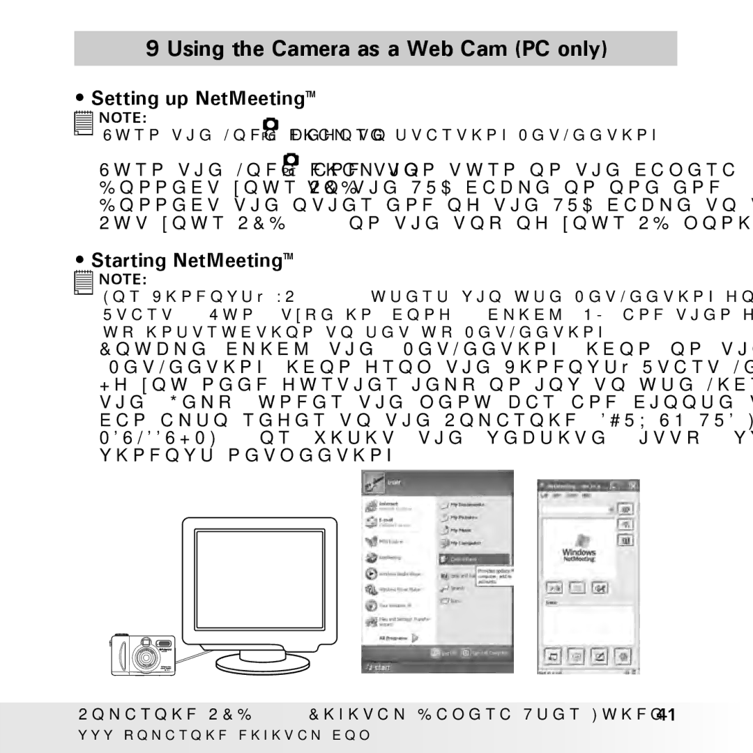 Polaroid PDC 3035 manual Using the Camera as a Web Cam PC only, Setting up NetMeeting, Starting NetMeeting 