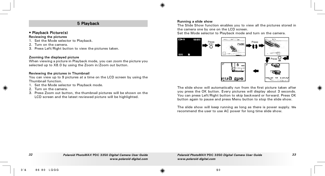 Polaroid PDC 3350 manual Playback Pictures 