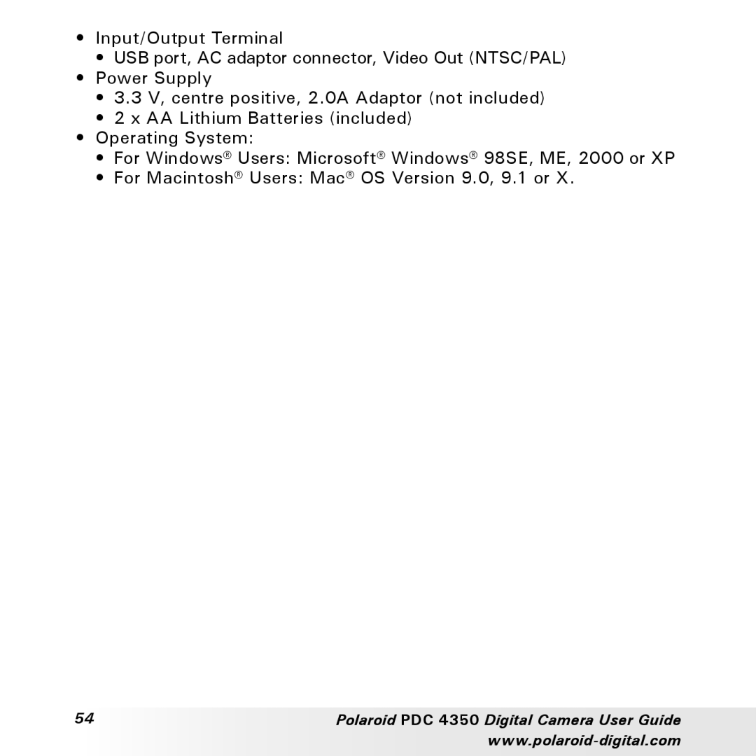 Polaroid manual Polaroid PDC 4350 Digital Camera User Guide 