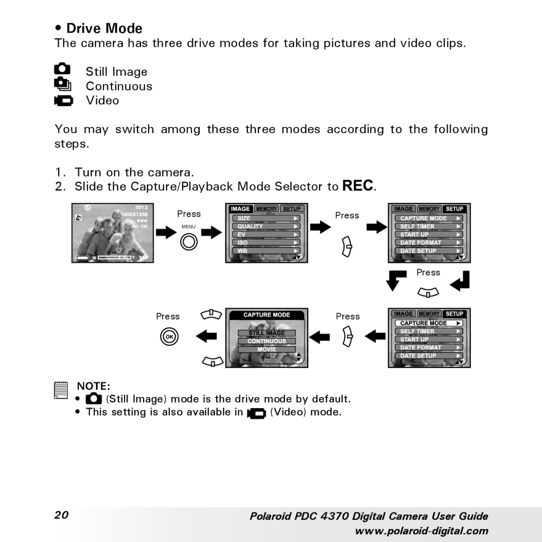 Polaroid PDC 4370 manual Drive Mode 