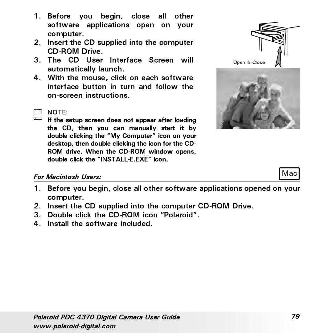 Polaroid PDC 4370 manual Mac 
