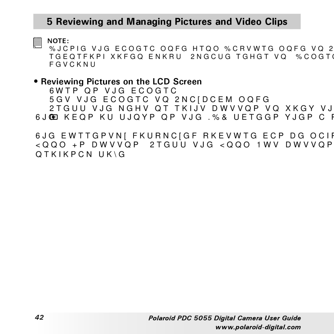 Polaroid PDC 505 manual Reviewing and Managing Pictures and Video Clips, Reviewing Pictures on the LCD Screen 