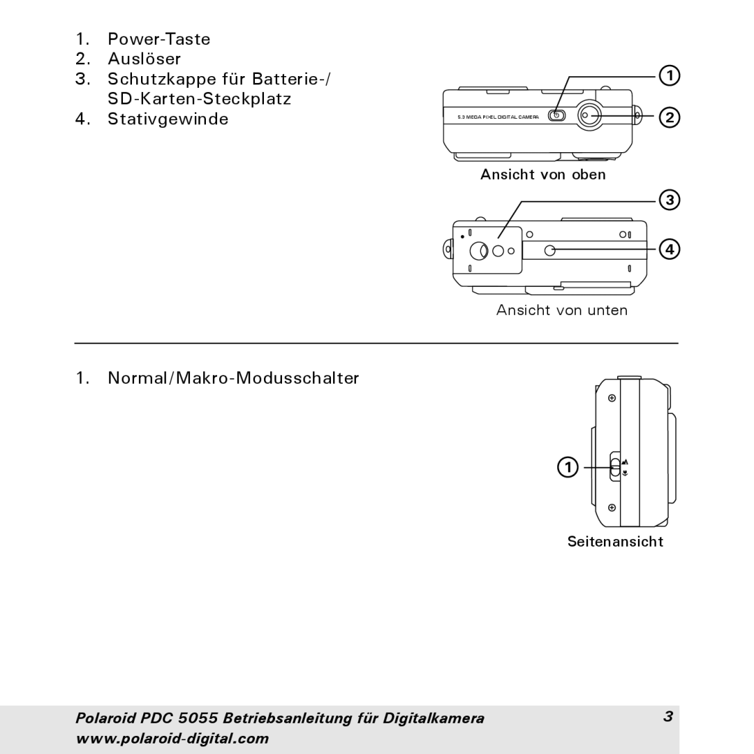 Polaroid PDC 5055 manual Stativgewinde 