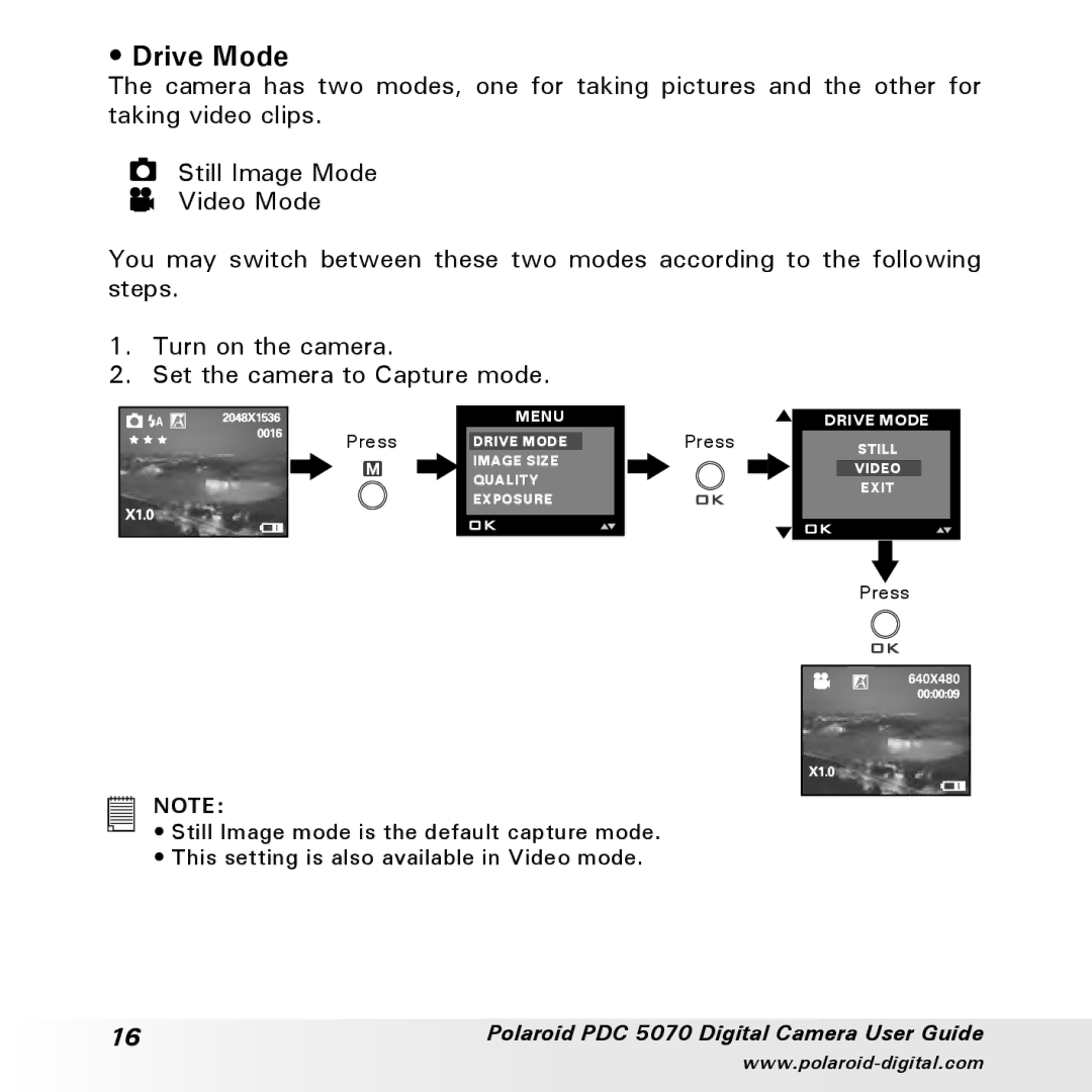 Polaroid PDC 5070 manual Drive Mode 