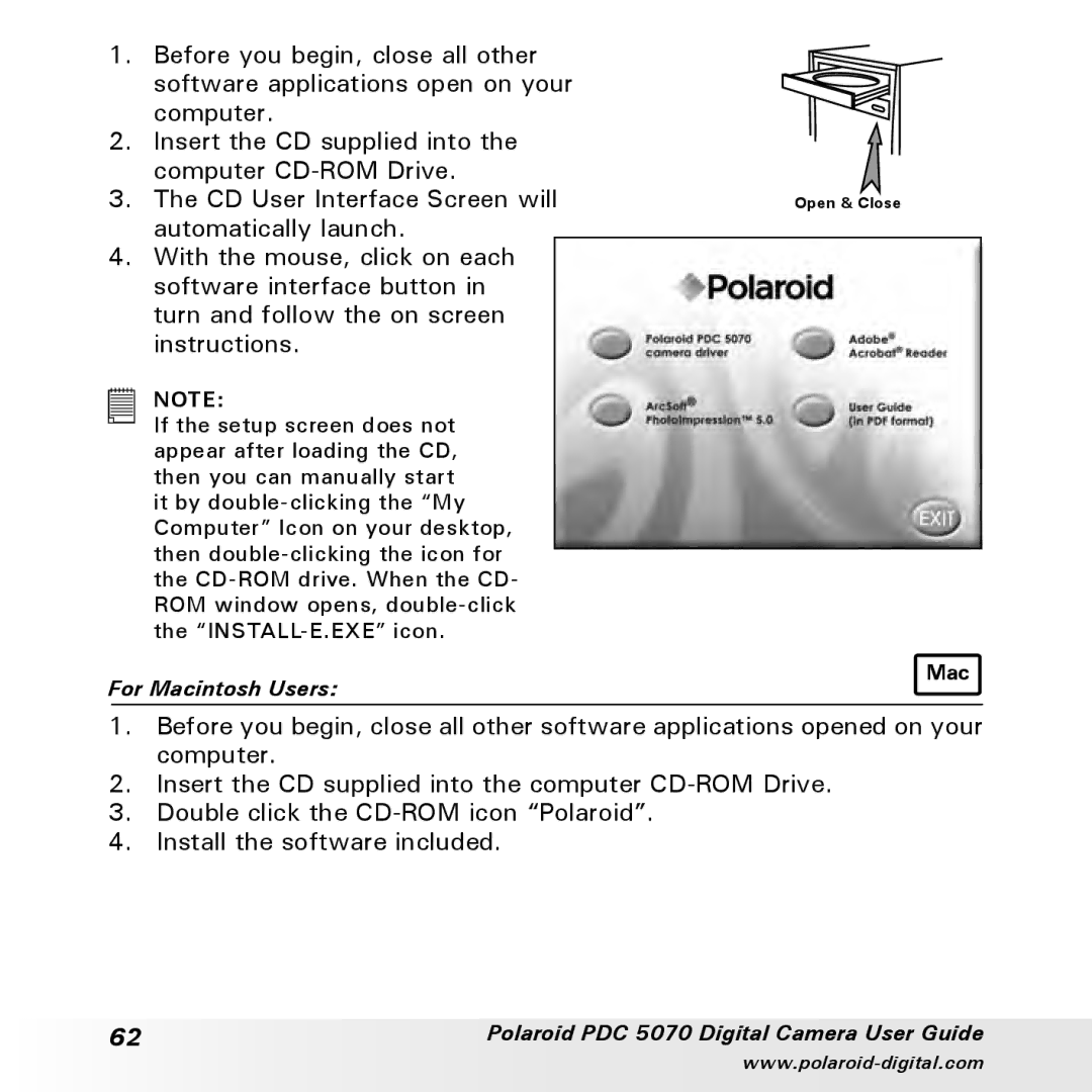 Polaroid PDC 5070 manual For Macintosh Users 