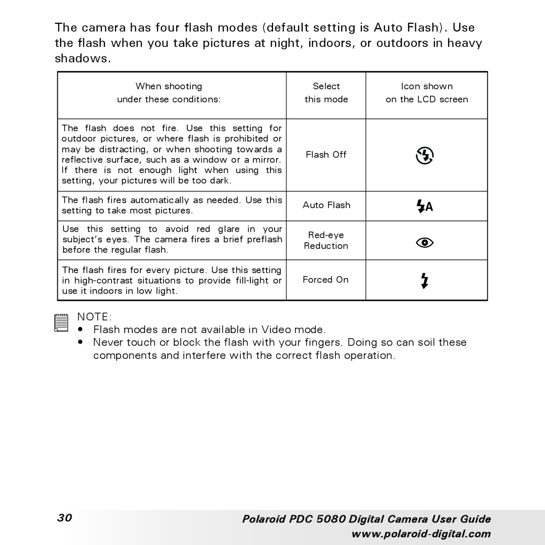 Polaroid manual Polaroid PDC 5080 Digital Camera User Guide 