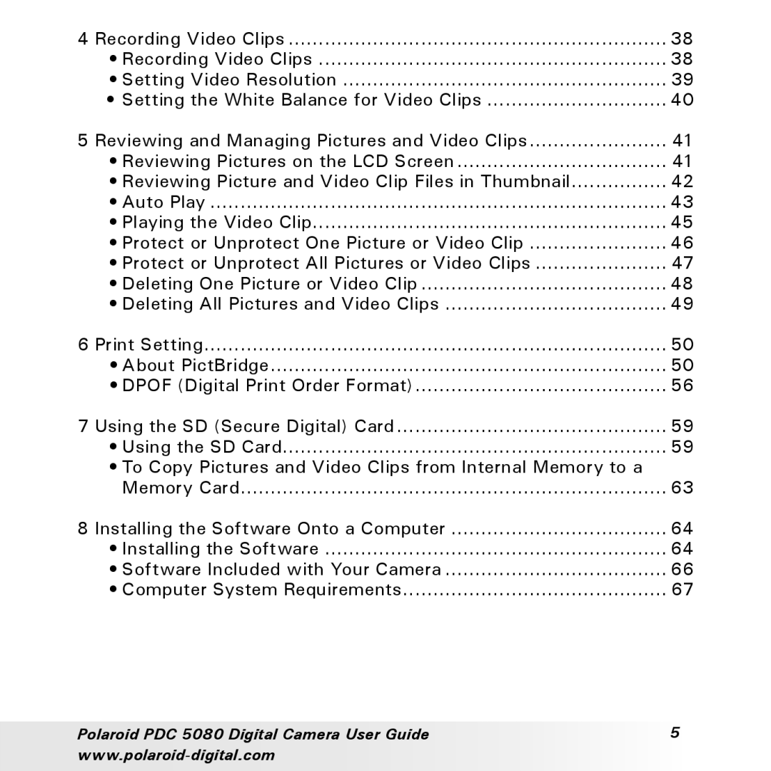 Polaroid manual Polaroid PDC 5080 Digital Camera User Guide 