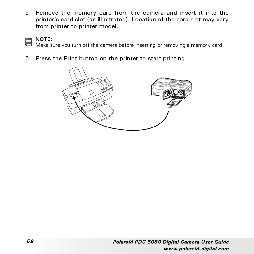 Polaroid PDC 5080 manual Press the Print button on the printer to start printing 