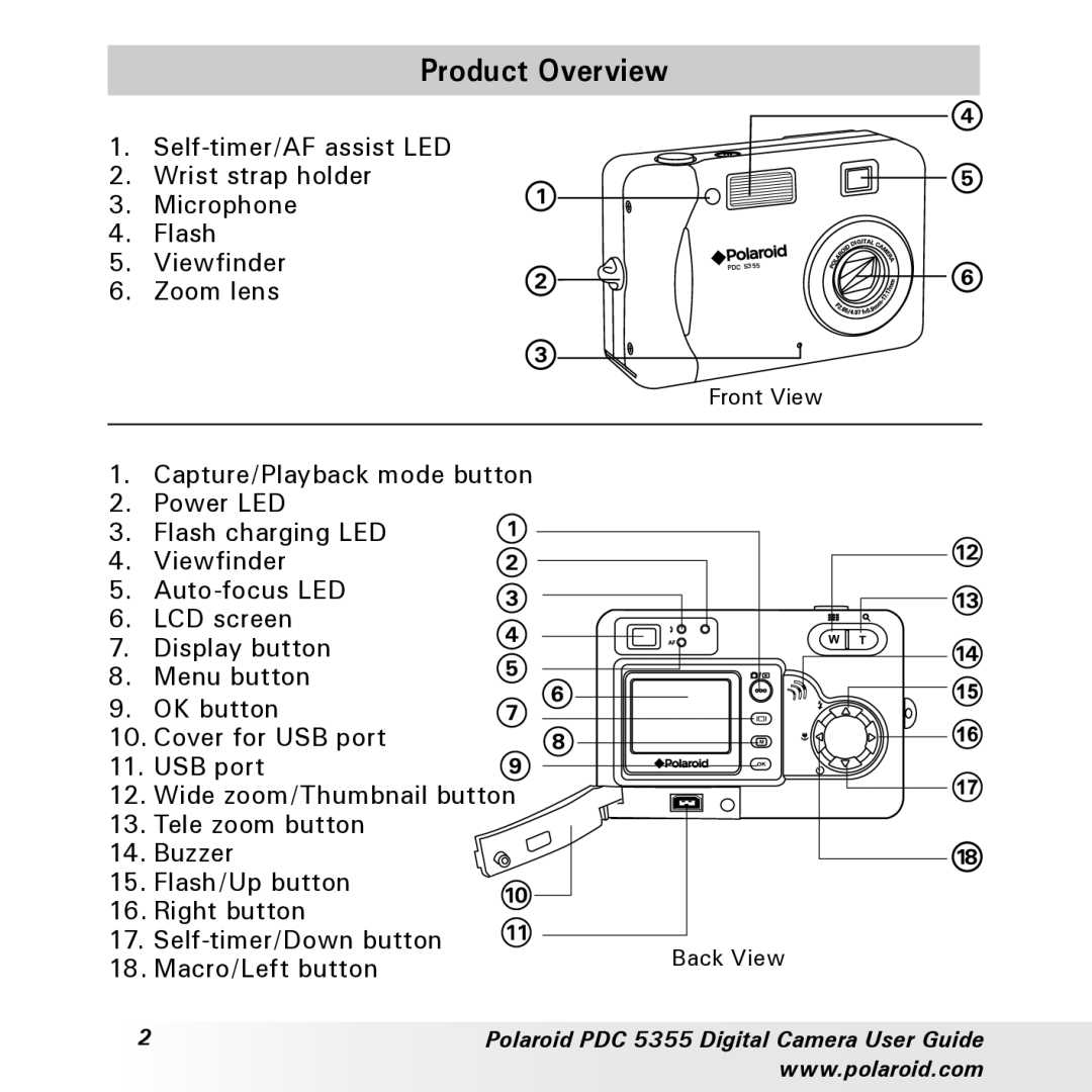 Polaroid PDC 5355 manual Product Overview 