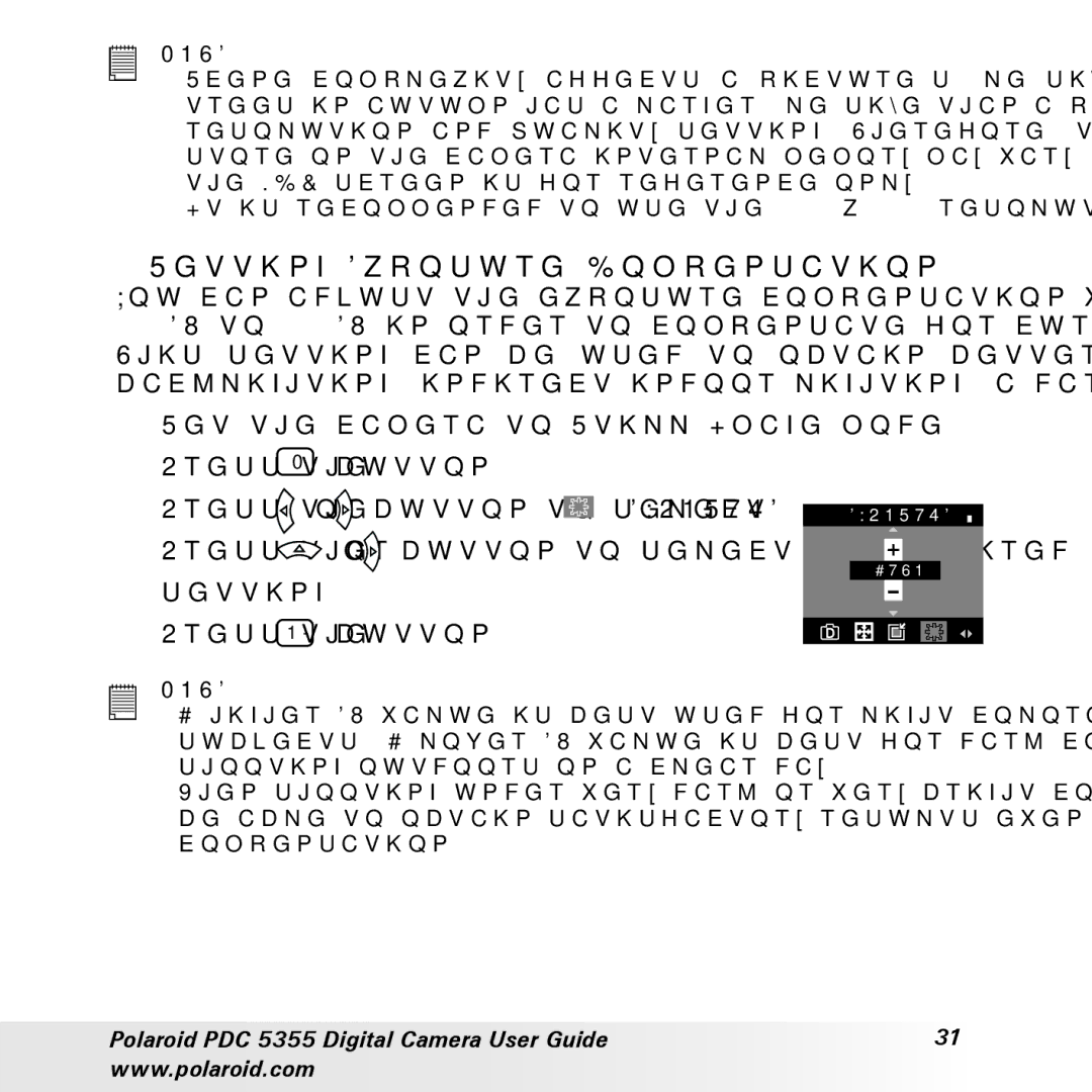 Polaroid PDC 5355 manual Setting Exposure Compensation, Press the or button to select Exposure 