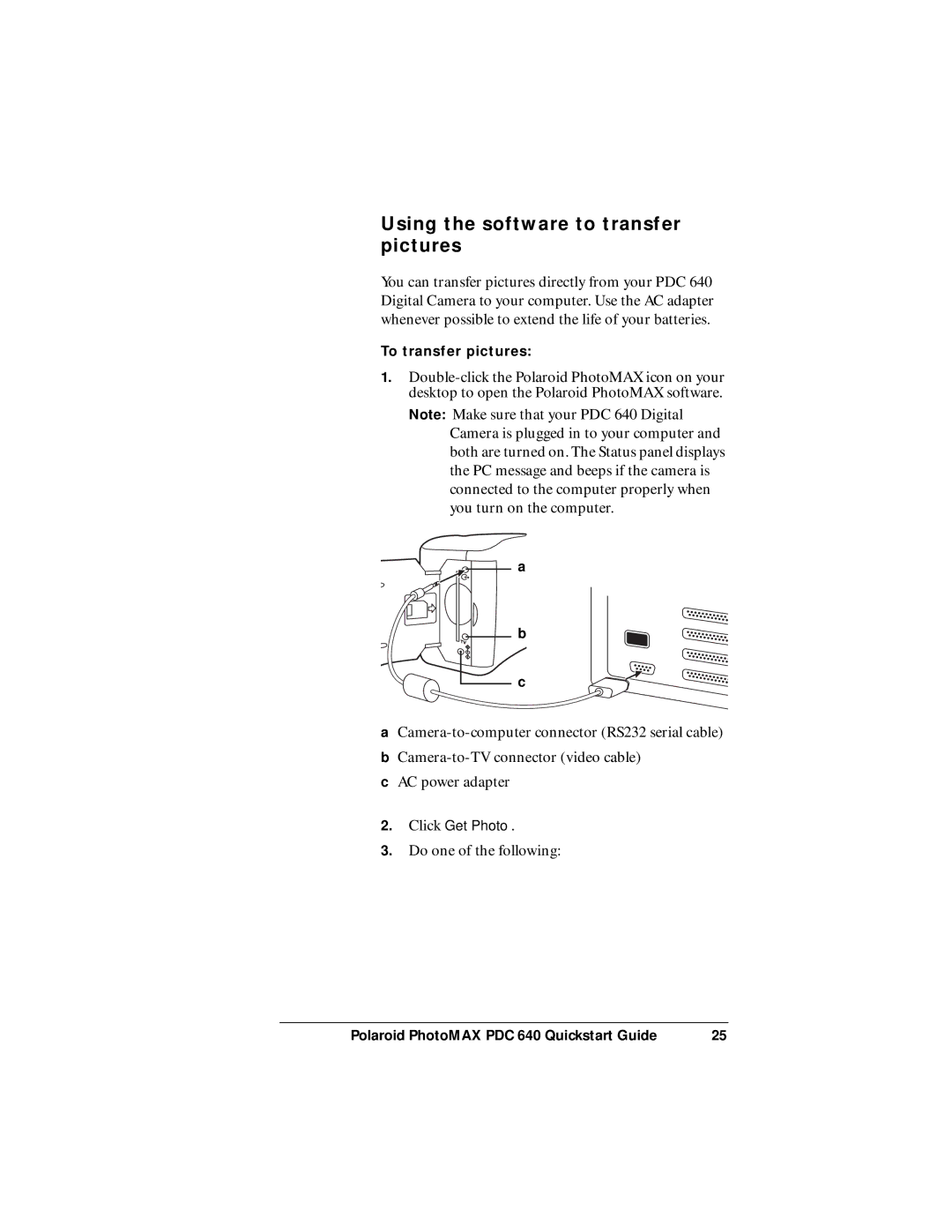 Polaroid PDC 640 manual Using the software to transfer pictures 