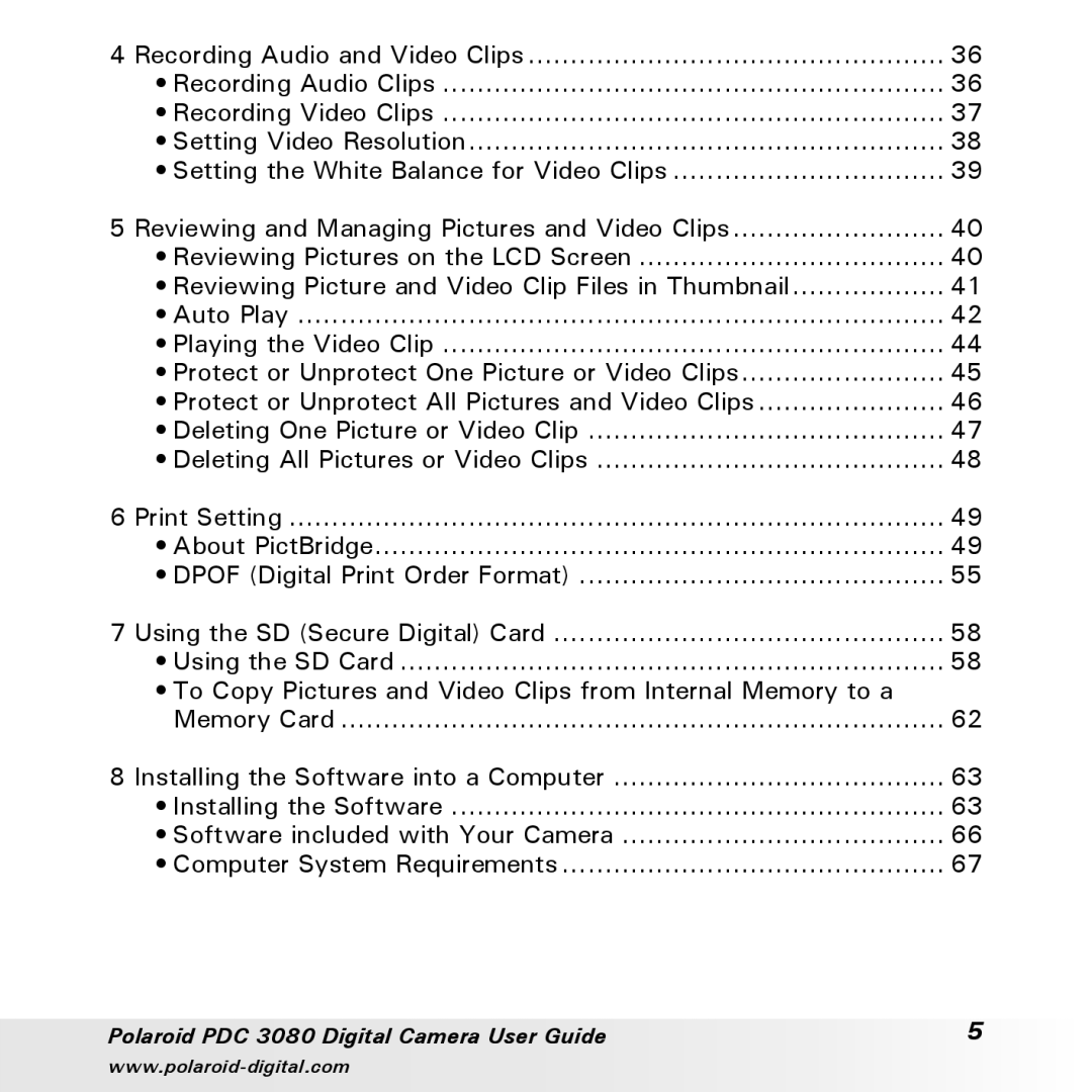 Polaroid PDC3080 manual Polaroid PDC 3080 Digital Camera User Guide 