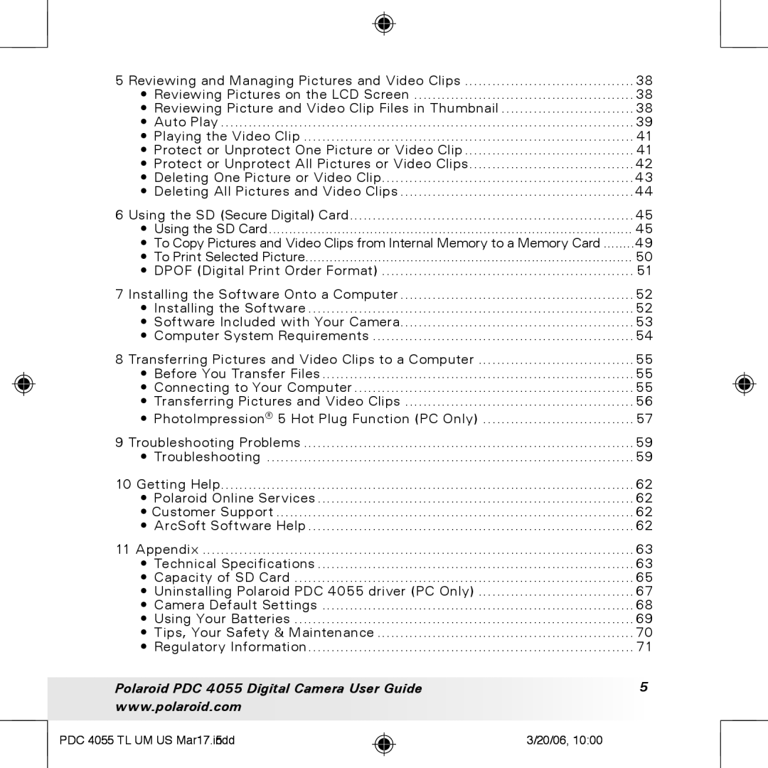Polaroid PDC4055 manual Using the SD Card 