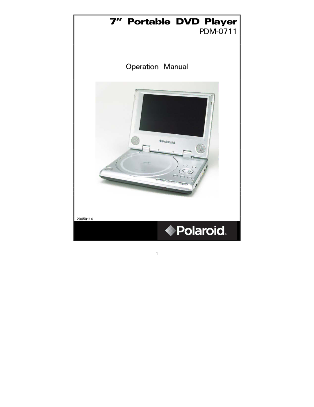 Polaroid PDM-0711 operation manual Portable DVD Player 