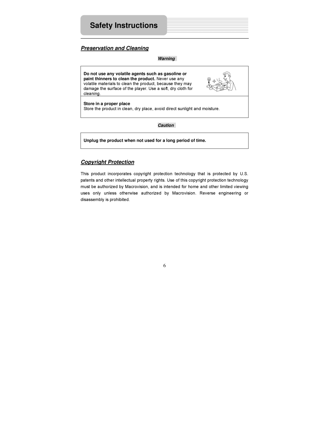 Polaroid PDM-0711 operation manual Preservation and Cleaning, Copyright Protection 