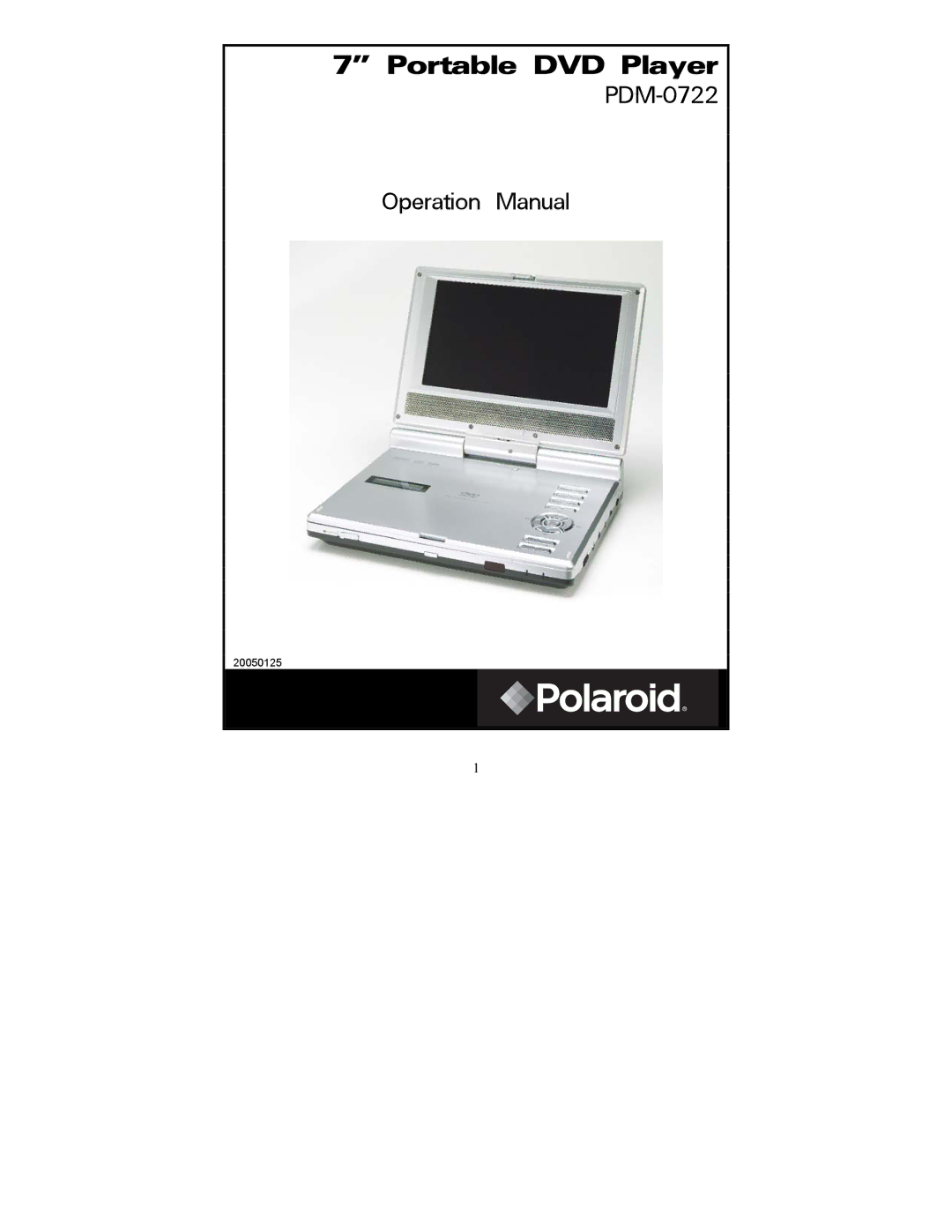 Polaroid PDM-0722 operation manual Portable DVD Player 