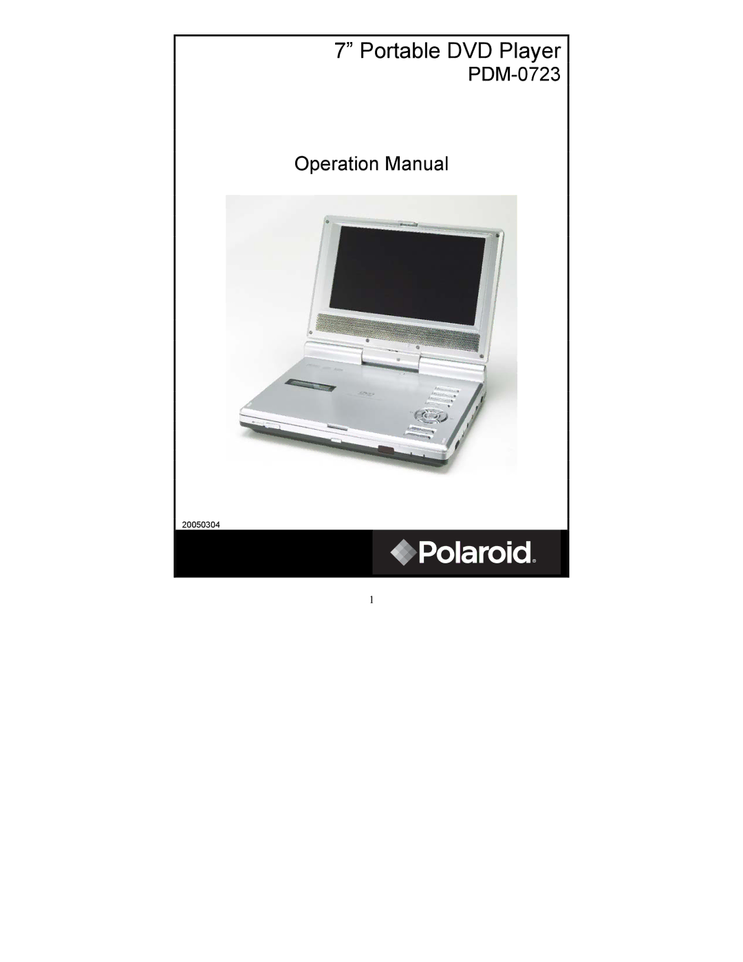 Polaroid PDM-0723 operation manual Portable DVD Player 