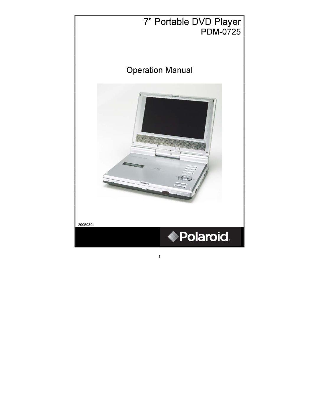 Polaroid PDM-0725 operation manual Portable DVD Player 