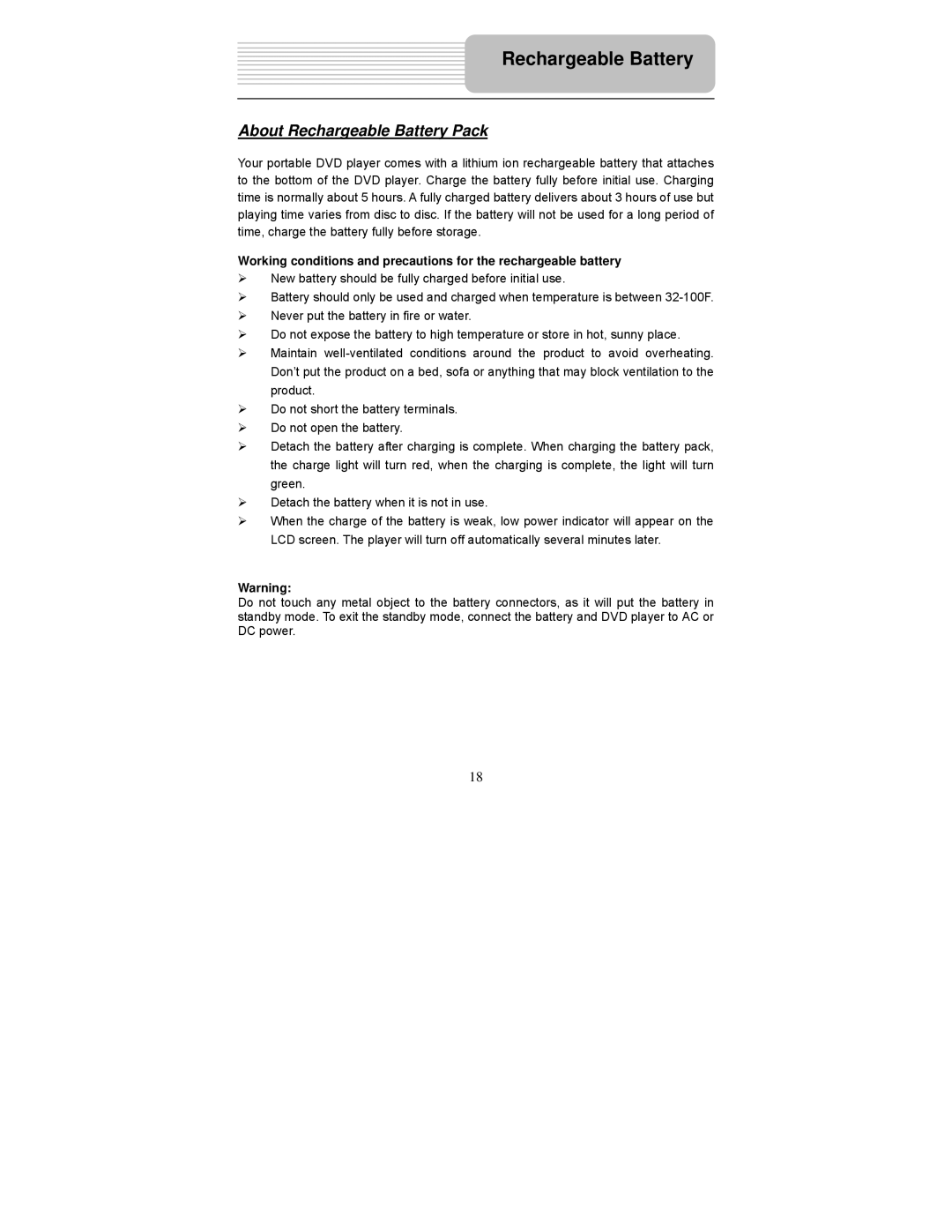 Polaroid PDM-0742 user manual About Rechargeable Battery Pack 