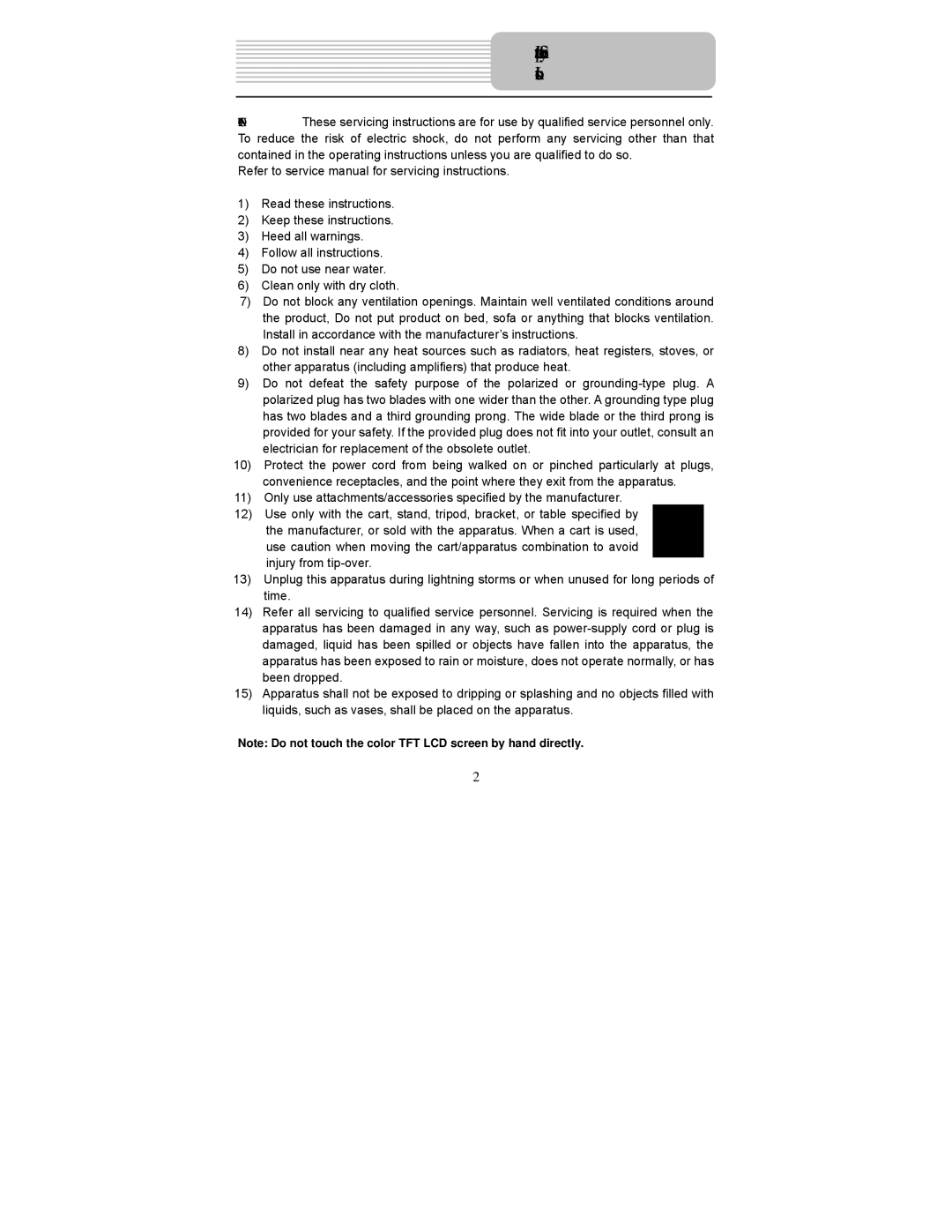 Polaroid PDM-0742 user manual Important Safety Instructions 