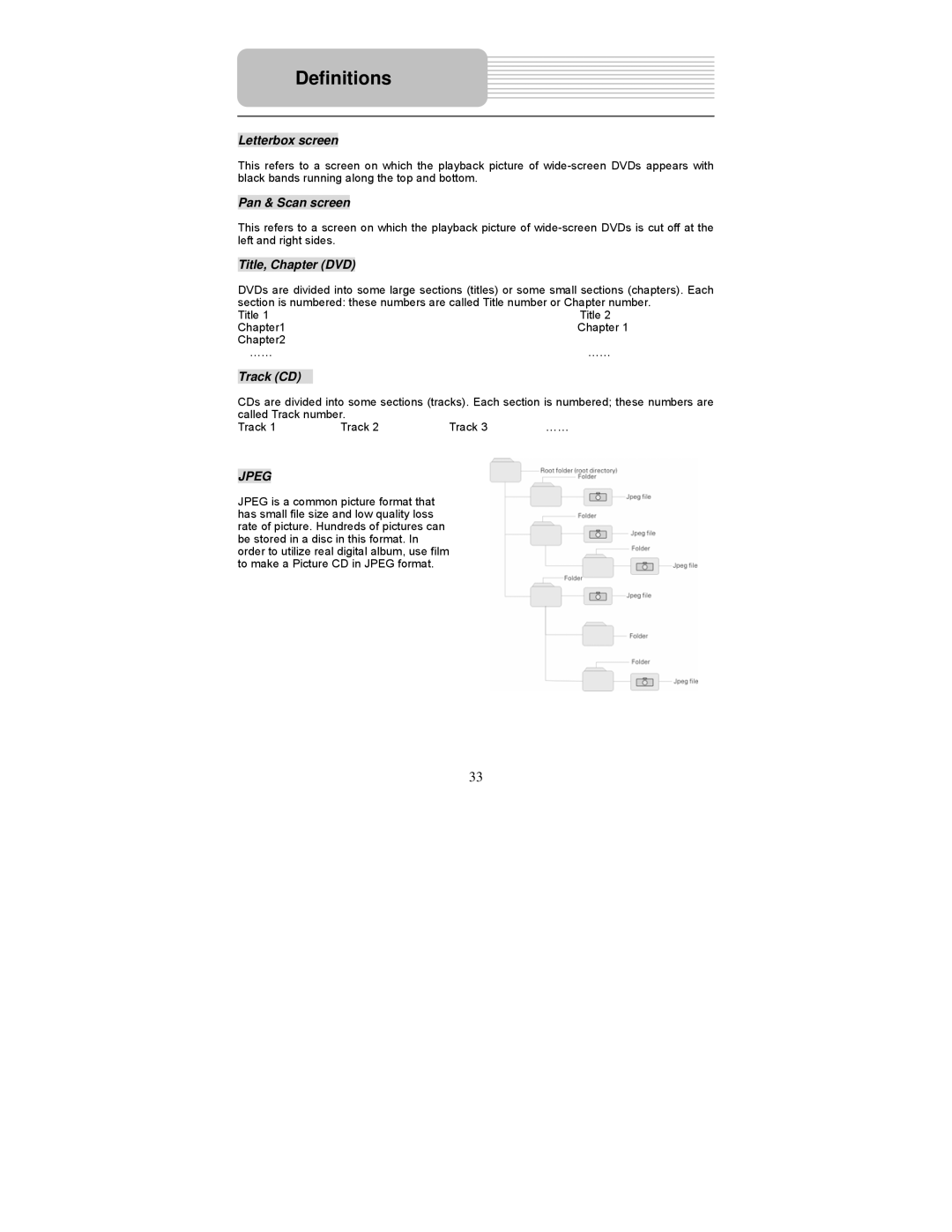 Polaroid PDM-0742 user manual Definitions, Letterbox screen 