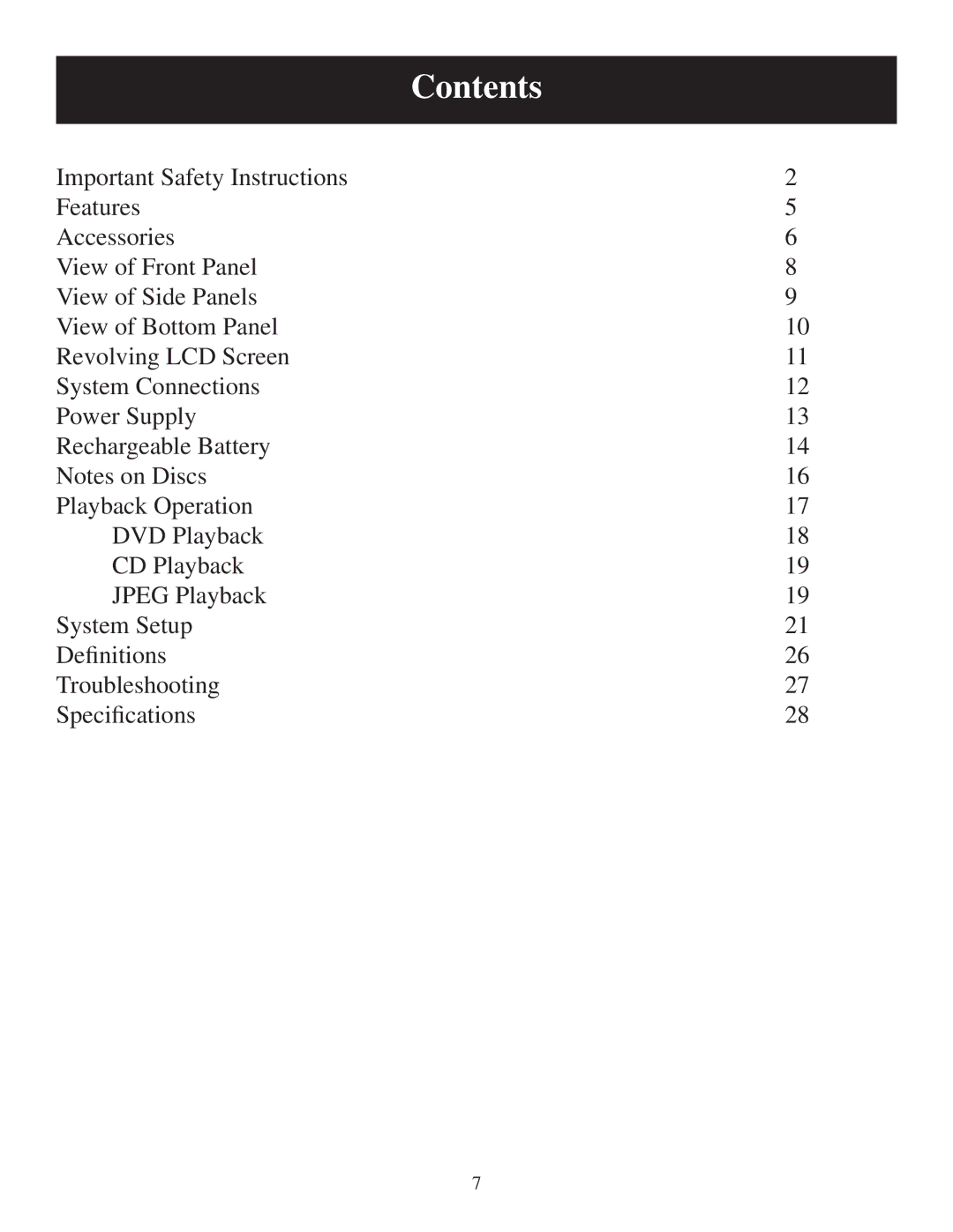 Polaroid PDM-0752 user manual Contents 