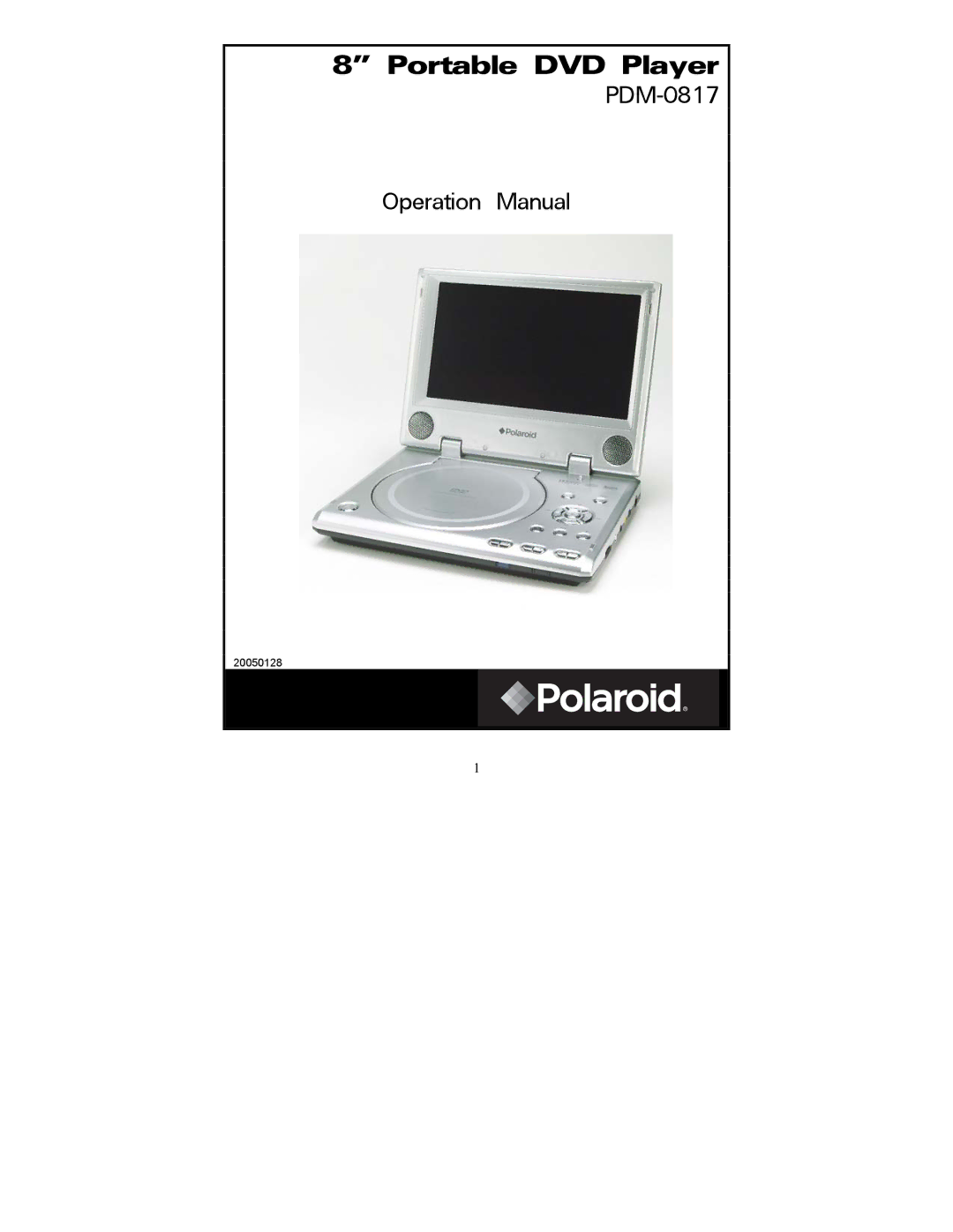 Polaroid PDM-0817 operation manual Portable DVD Player 