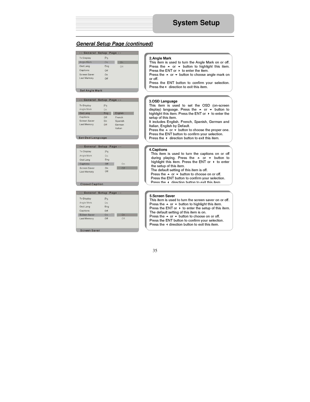 Polaroid PDM-0817 operation manual Angle Mark 